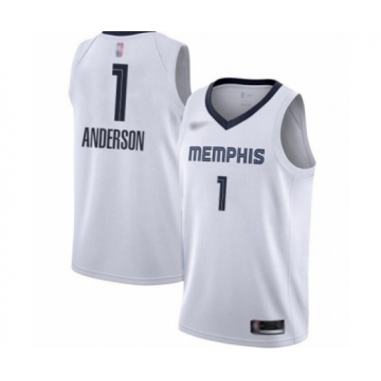 Men's Memphis Grizzlies #1 Kyle Anderson Authentic White Finished Basketball Jersey - Association Edition - Ujersey