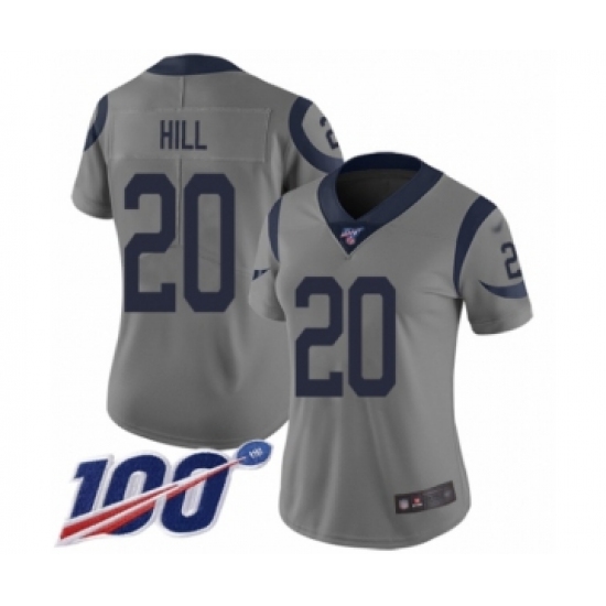 Women's Los Angeles Rams #20 Troy Hill Limited Gray Inverted Legend 100th Season Football Jersey - Ujersey