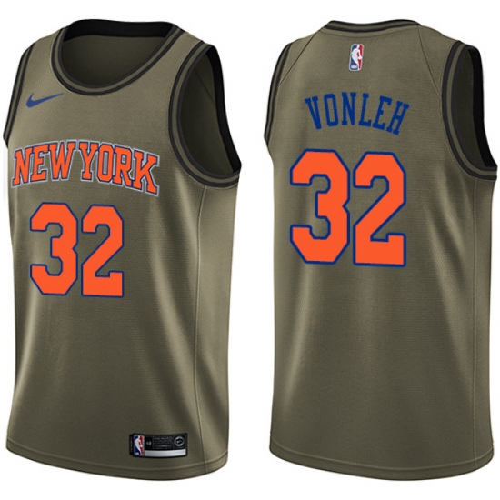 Men's Nike New York Knicks #32 Noah Vonleh Swingman Green Salute to Service NBA Jersey - Ujersey