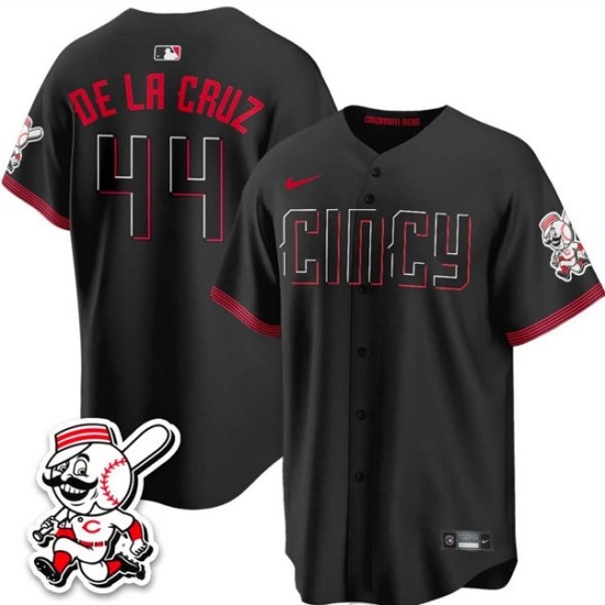 Men's Cincinnati Reds #44 Elly De La Cruz Black City Connect With Limited Stitched Baseball Jersey