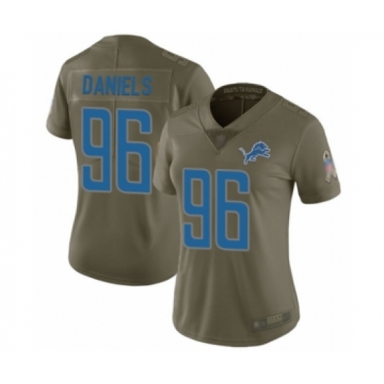 Women's Detroit Lions #96 Mike Daniels Limited Olive 2017 Salute to Service Football Jersey - Ujersey