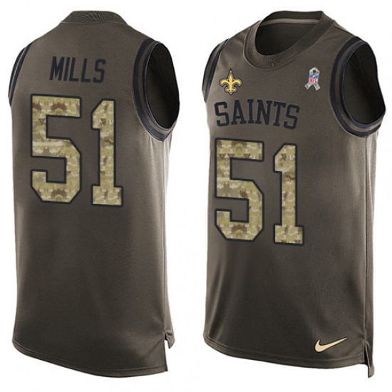 Men's Nike New Orleans Saints #51 Sam Mills Limited Green Salute to Service Tank Top NFL Jersey - Ujersey
