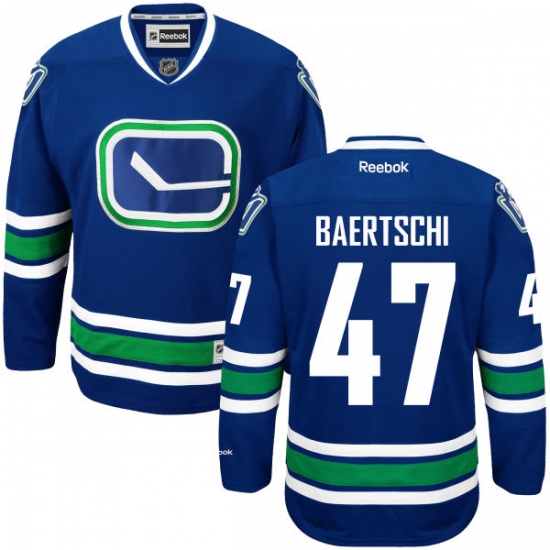 Men's Reebok Vancouver Canucks #47 Sven Baertschi Premier Royal Blue Third NHL Jersey - Ujersey
