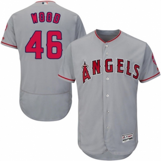 Men's Majestic Los Angeles Angels of Anaheim #46 Blake Wood Grey Road Flex Base Authentic Collection MLB Jersey - Ujersey