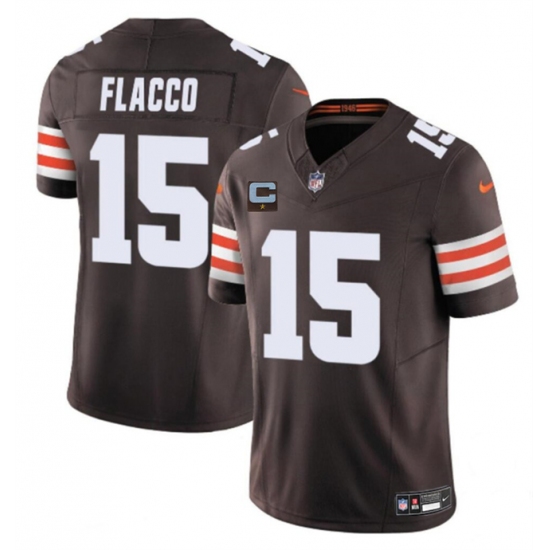 Men's Cleveland Browns #15 Joe Flacco Brown 2025 F.U.S.E. With 1-Star C Vapor Limited Stitched Football Jersey