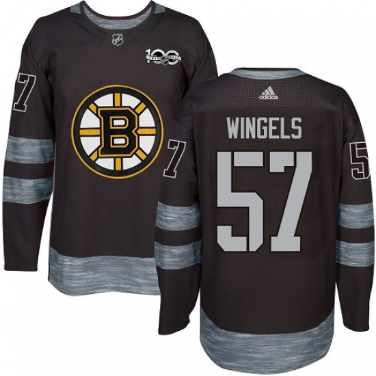 Men's Adidas Boston Bruins #57 Tommy Wingels Authentic Black 1917-2017 100th Anniversary NHL Jersey - Ujersey
