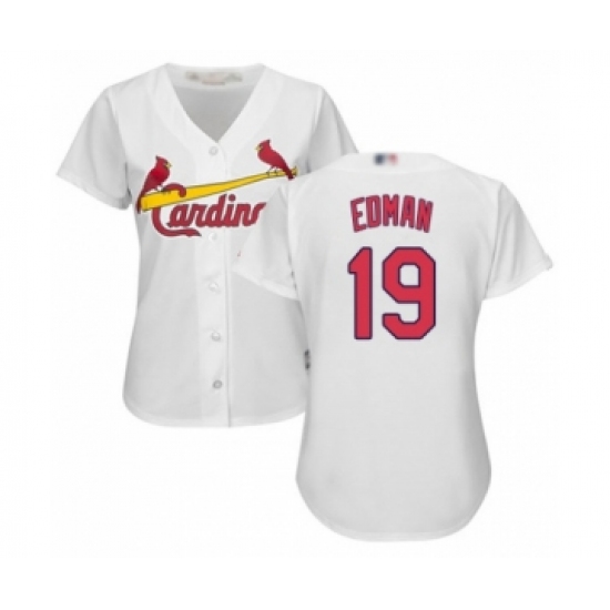 Women's St. Louis Cardinals #19 Tommy Edman Authentic White Home Cool Base Baseball Player Jersey - Ujersey