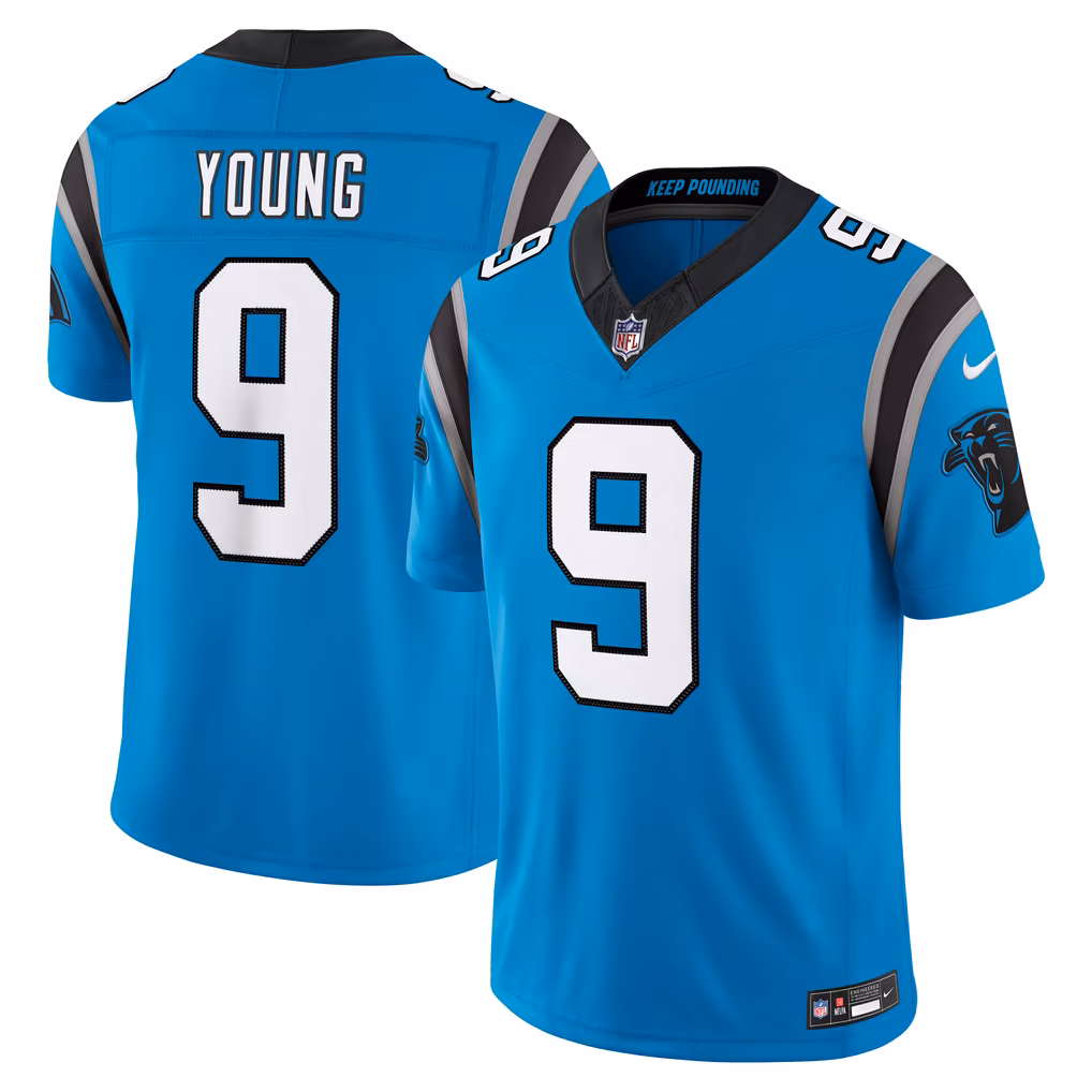 Men's Carolina Panthers Bryce Young Nike Blue Alternate Vapor F.U.S.E. Stitched Limited Jersey - Ujersey