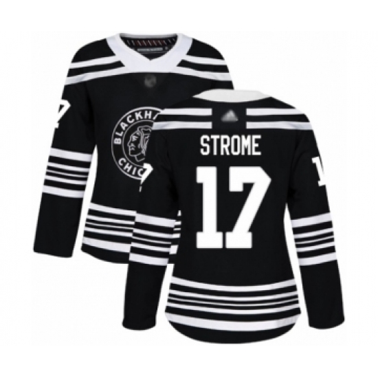 Women's Chicago Blackhawks #17 Dylan Strome Authentic Black Alternate Hockey Jersey - Ujersey