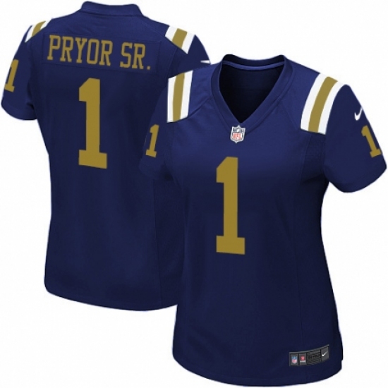 Women's Nike New York Jets #1 Terrelle Pryor Sr. Elite Navy Blue Alternate NFL Jersey - Ujersey