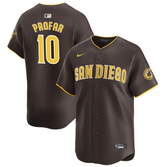 Men's San Diego Padres #10 Jurickson Profar Brown 2024 Away Limited Baseball Stitched Jersey - Ujersey