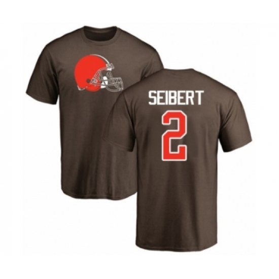 Football Cleveland Browns #2 Austin Seibert Brown Name & Number Logo T-Shirt - Ujersey