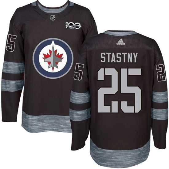 Men's Adidas Winnipeg Jets #25 Paul Stastny Premier Black 1917-2017 100th Anniversary NHL Jersey - Ujersey