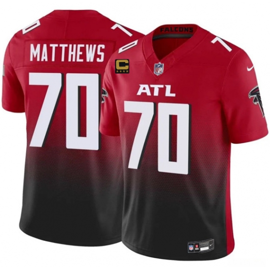 Men's Atlanta Falcons #70 Jake Matthews Red Black 2025 F.U.S.E With 4-Star C Vapor Untouchable Limited Football Stitched Jersey - Ujersey