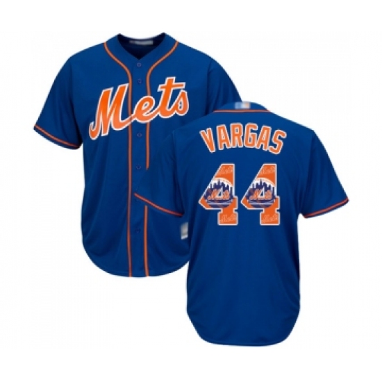 Men's New York Mets #44 Jason Vargas Authentic Royal Blue Team Logo Fashion Cool Base Baseball Jersey - Ujersey