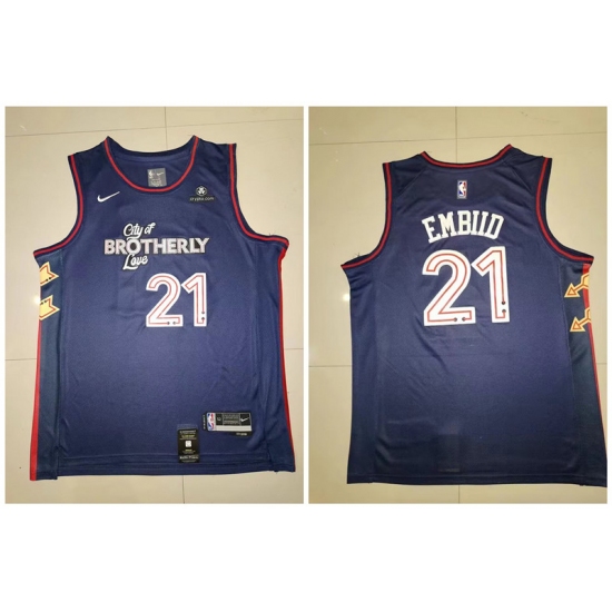 Men's Philadelphia 76ers #21 Joel Embiid Navy Nike 2023-24 City Edition Swingman Jersey