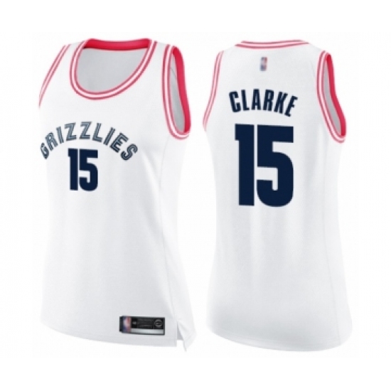 Women's Memphis Grizzlies #15 Brandon Clarke Swingman White Pink Fashion Basketball Jersey