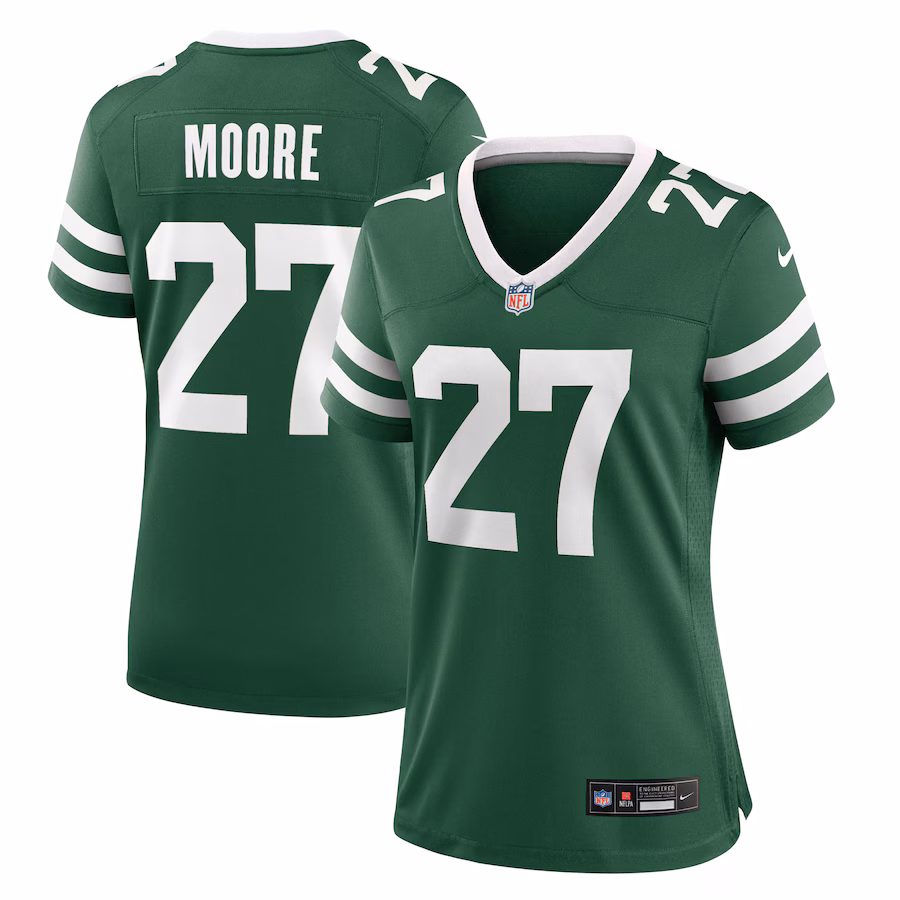 Women's New York Jets Malachi Moore Nike Legacy Green Team Game Jersey - Ujersey