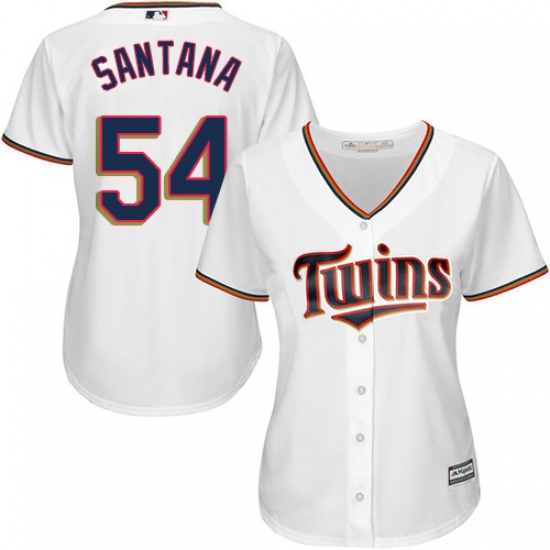 Women's Majestic Minnesota Twins #54 Ervin Santana Authentic White Home Cool Base MLB Jersey