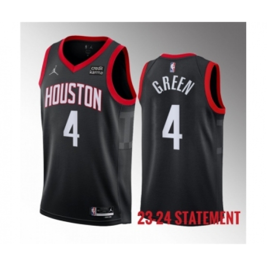 Men's Houston Rockets #4 Jalen Green Black 2023 Statement Edition Stitched Basketball Jersey - Ujersey
