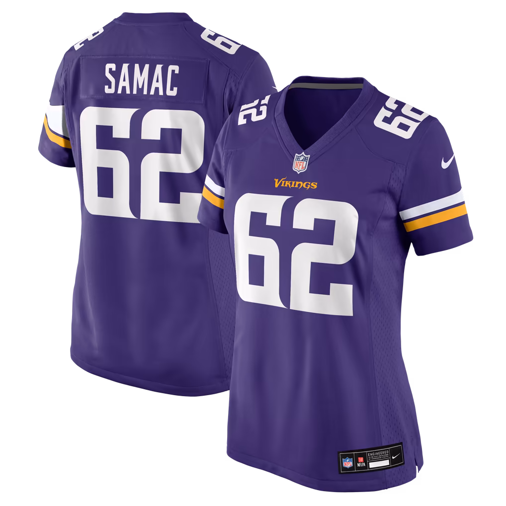 Women's Minnesota Vikings Nick Samac Nike Purple Team Game Jersey - Ujersey
