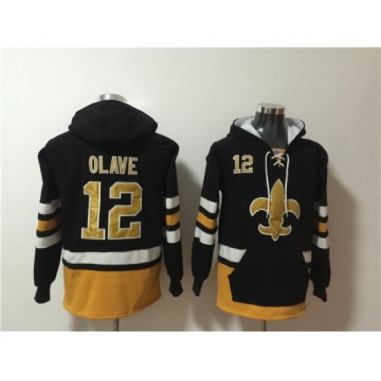 Men's New Orleans Saints #12 Chris Olave Black Ageless Must-Have Lace-Up Pullover Hoodie - Ujersey