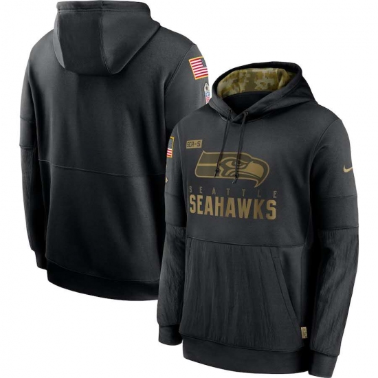 Men's NFL Seattle Seahawks 2020 Salute To Service Black Pullover Hoodie - Ujersey