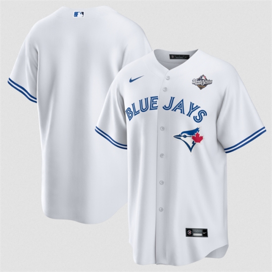 Men's Toronto Blue Jays Blank White 2025 World Series Home Cool Base Stitched Baseball Jersey - Ujersey