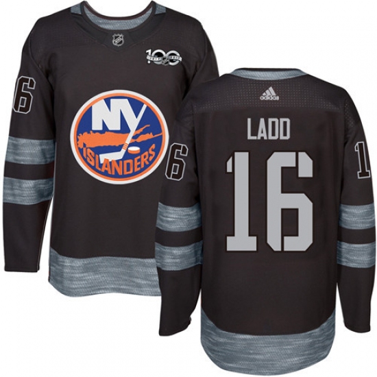 Men's Adidas New York Islanders #16 Andrew Ladd Authentic Black 1917-2017 100th Anniversary NHL Jersey - Ujersey