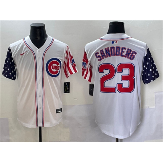 Men's Chicago Cubs #23 Ryne Sandberg White 2025 Independence Day Vapor Premier Limited Stitched Baseball Jersey - Ujersey