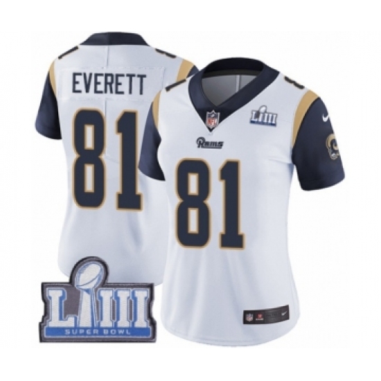 Women's Nike Los Angeles Rams #81 Gerald Everett White Vapor Untouchable Limited Player Super Bowl LIII Bound NFL Jersey - Ujersey