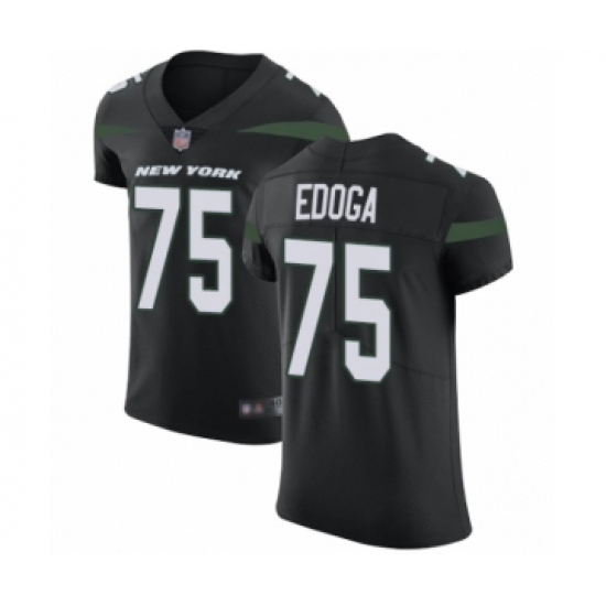 Men's New York Jets #75 Chuma Edoga Elite Navy Blue Alternate Football Jersey - Ujersey