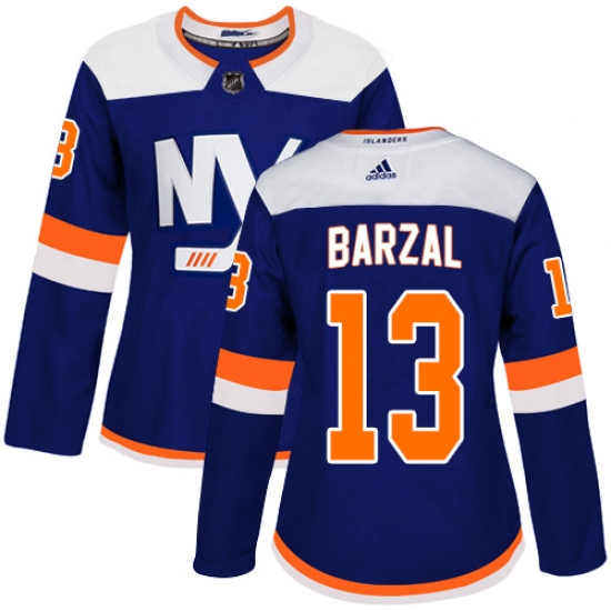 Women's Adidas New York Islanders #13 Mathew Barzal Premier Blue Alternate NHL Jersey - Ujersey