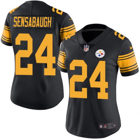 Women's Nike Pittsburgh Steelers #24 Coty Sensabaugh Limited Black Rush Vapor Untouchable NFL Jersey - Ujersey