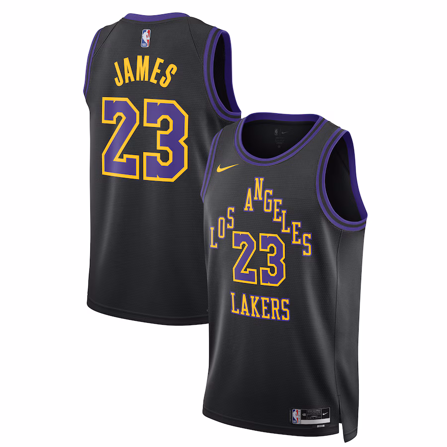 Unisex Los Angeles Lakers LeBron James Nike Black 2023/24 Swingman Jersey - City Edition - Ujersey