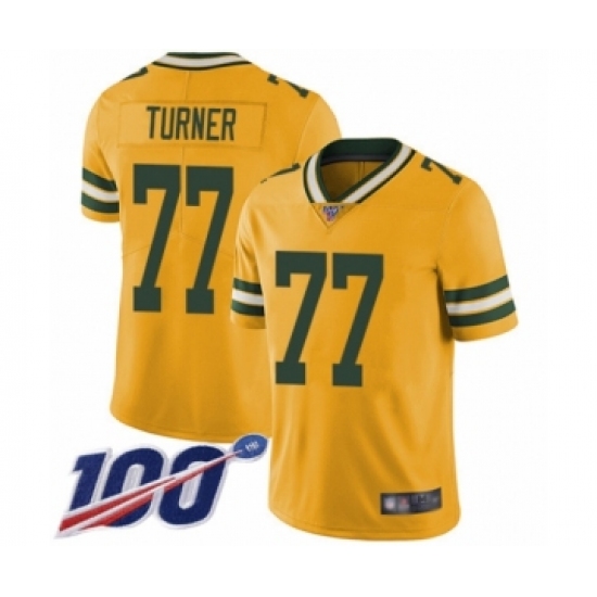 Men's Green Bay Packers #77 Billy Turner Limited Gold Rush Vapor Untouchable 100th Season Football Jersey - Ujersey