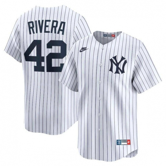 Men's New York Yankees #42 Mariano Rivera White Home Limited Stitched Baseball Jersey - Ujersey