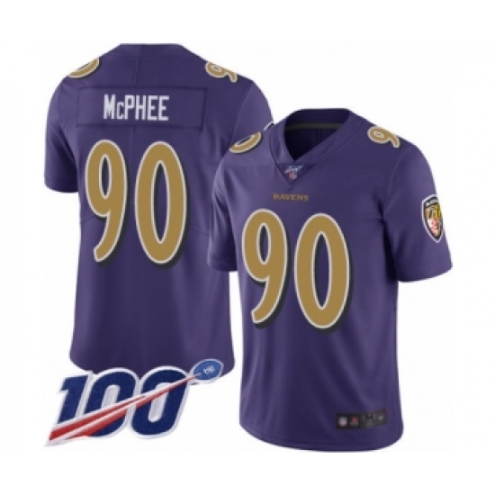 Youth Baltimore Ravens #90 Pernell McPhee Limited Purple Rush Vapor Untouchable 100th Season Football Jersey - Ujersey