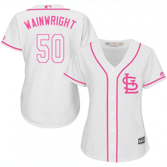Women's Majestic St. Louis Cardinals #50 Adam Wainwright Replica White Fashion Cool Base MLB Jersey - Ujersey