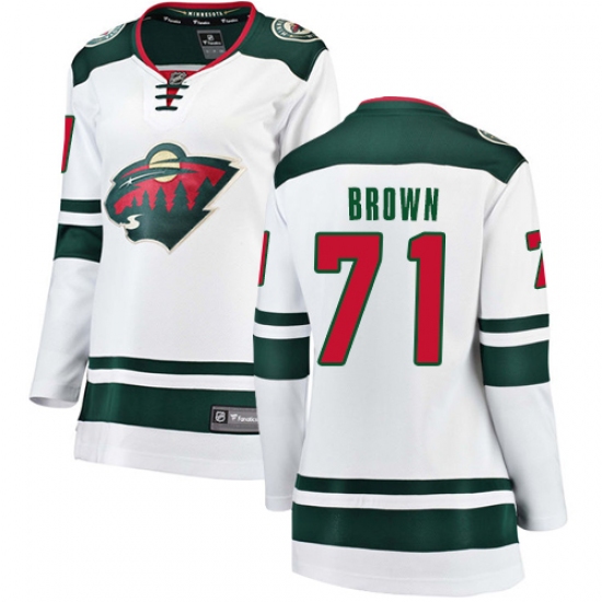 Women's Minnesota Wild #71 J T  Brown Authentic White Away Fanatics Branded Breakaway NHL Jersey - Ujersey