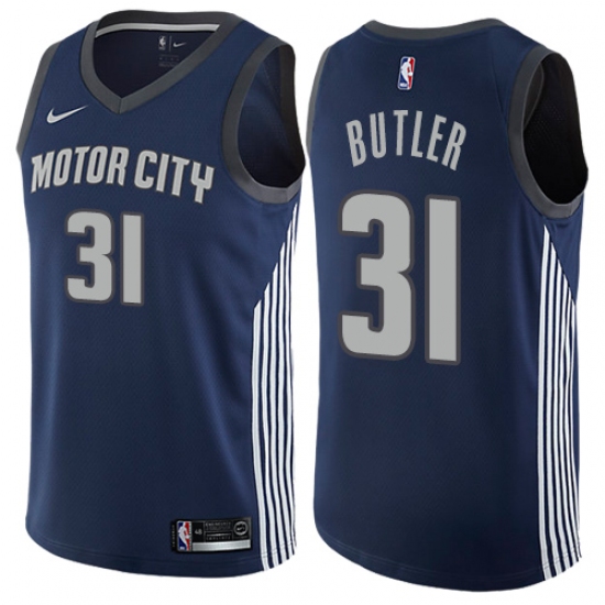 Men's Nike Detroit Pistons #31 Caron Butler Authentic Navy Blue NBA Jersey - City Edition - Ujersey