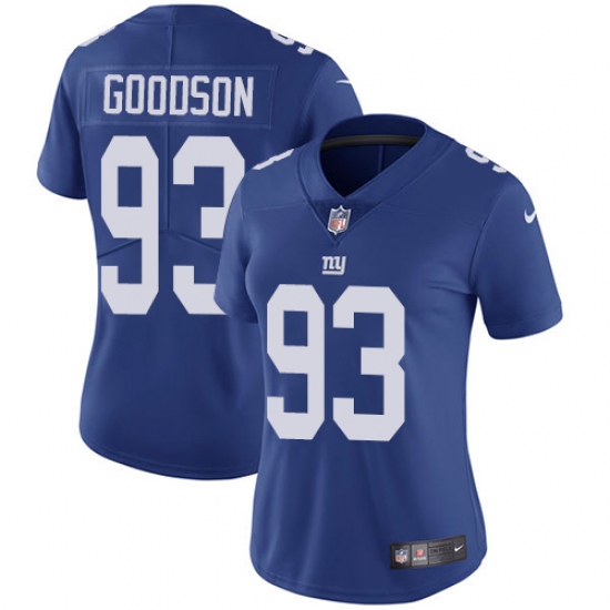Women's Nike New York Giants #93 B.J. Goodson Royal Blue Team Color Vapor Untouchable Elite Player NFL Jersey - Ujersey