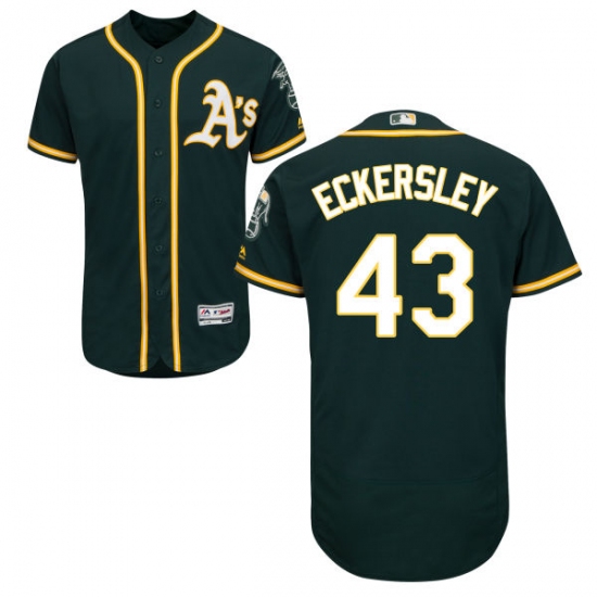Men's Majestic Oakland Athletics #43 Dennis Eckersley Green Alternate Flex Base Authentic Collection MLB Jersey - Ujersey