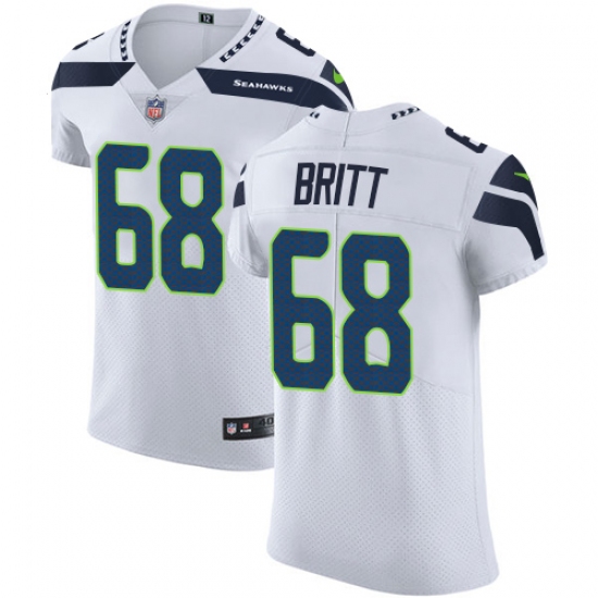 Men's Nike Seattle Seahawks #68 Justin Britt White Vapor Untouchable Elite Player NFL Jersey - Ujersey