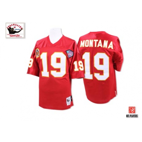 Mitchell and Ness Kansas City Chiefs #19 Joe Montana Red 75th Anniversary Authentic Throwback NFL Jersey