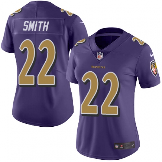 Women's Nike Baltimore Ravens #22 Jimmy Smith Limited Purple Rush Vapor Untouchable NFL Jersey - Ujersey