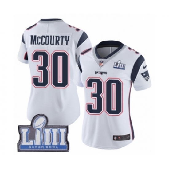 Women's Nike New England Patriots #30 Jason McCourty White Vapor Untouchable Limited Player Super Bowl LIII Bound NFL Jersey - Ujersey