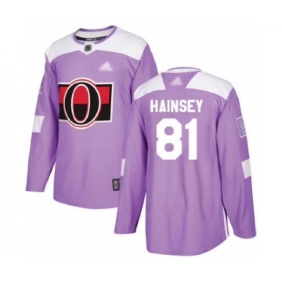 Youth Ottawa Senators #81 Ron Hainsey Authentic Purple Fights Cancer Practice Hockey Jersey - Ujersey