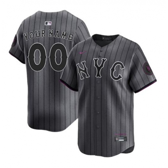 Men's New York Mets Customized Graphite 2024 City Connect Limited Stitched Baseball Jersey - Ujersey