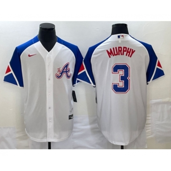 Men's Atlanta Braves #3 Dale Murphy White 2023 City Connect Cool Base Stitched Jersey - Ujersey